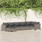 vidaXL Garten Lounge-Set Grau Polyrattan, pulverbeschichteter Stahl Groß