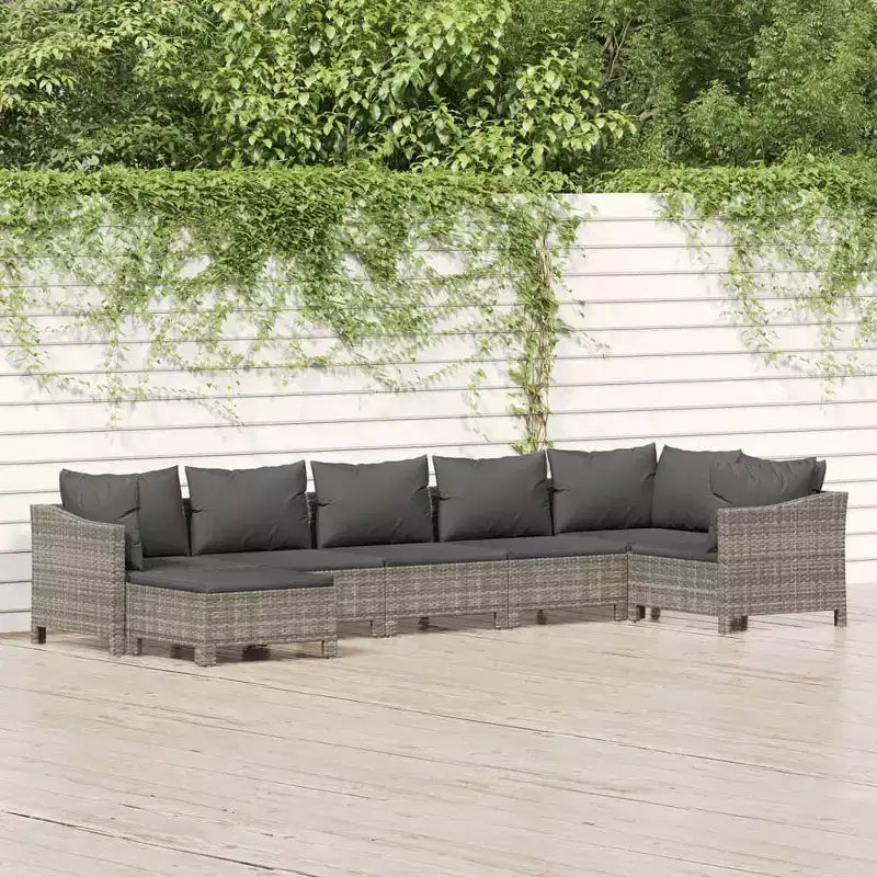 vidaXL Garten Lounge-Set Grau Polyrattan, pulverbeschichteter Stahl Groß
