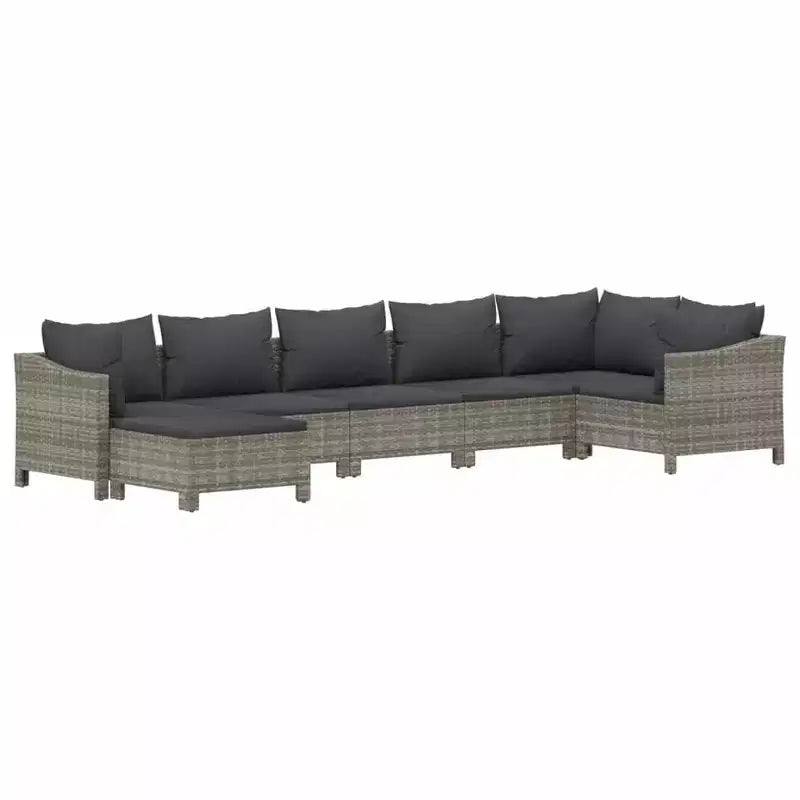 vidaXL Garten Lounge-Set Grau Polyrattan, pulverbeschichteter Stahl Groß