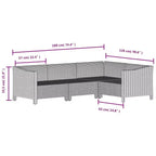 vidaXL Garten Lounge-Set Grau Polyrattan, pulverbeschichteter Stahl Groß