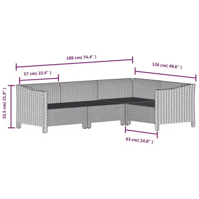 vidaXL Garten Lounge-Set Grau Polyrattan, pulverbeschichteter Stahl Groß