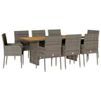 vidaXL Garden Dining Set Grey PE Rattan UV-resistant materials