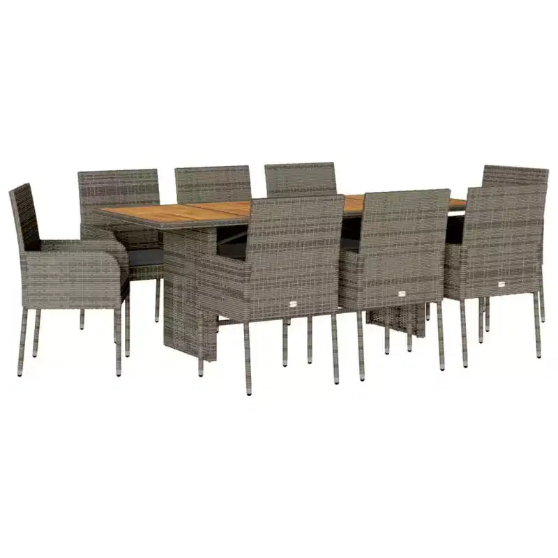 vidaXL Garden Dining Set Grey PE Rattan UV-resistant materials