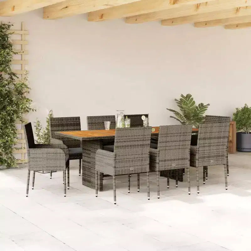 vidaXL Garten Essgruppe Grau Polyrattan UV-beständige Materialien