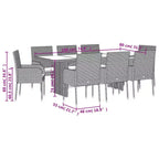 vidaXL Garten Essgruppe Grau Polyrattan UV-beständige Materialien