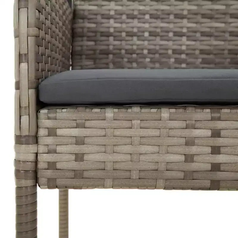 vidaXL Garten Essgruppe Grau Polyrattan UV-beständige Materialien
