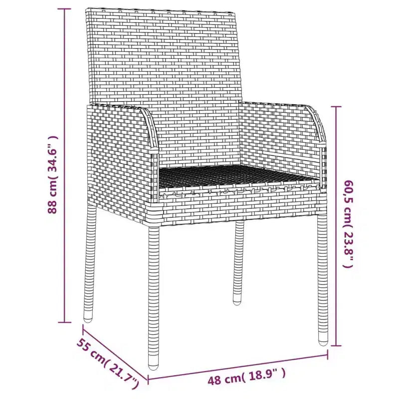 vidaXL Garten Essgruppe Grau Polyrattan UV-beständige Materialien