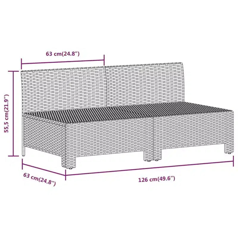 vidaXL Garten Loungeset Grau PE-Rattan, pulverbeschichteter Stahl, Polyester