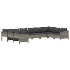 vidaXL Garten Loungeset Grau PE-Rattan, pulverbeschichteter Stahl, Polyester