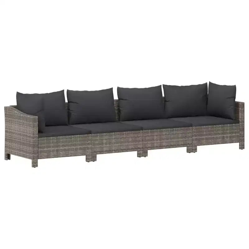 vidaXL Garten Loungeset Grau PE-Rattan, pulverbeschichteter Stahl, Polyester