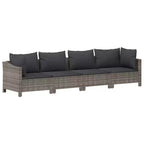 vidaXL Garten Loungeset Grau PE-Rattan, pulverbeschichteter Stahl, Polyester