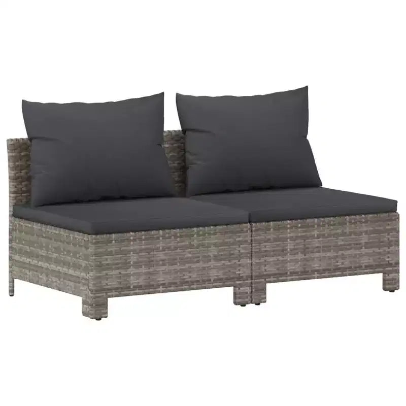 vidaXL Garten Loungeset Grau PE-Rattan, pulverbeschichteter Stahl, Polyester