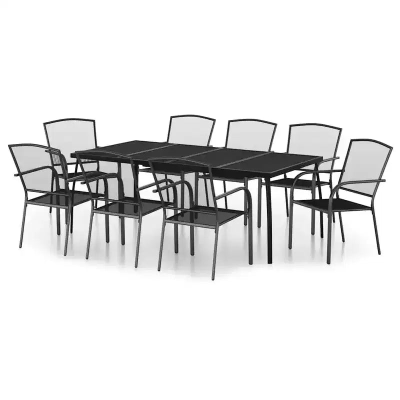 vidaXL Garden Dining Set Steel 3 Piece Set Stackable