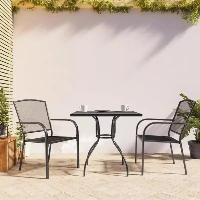 vidaXL Garten-Essgruppe Stahl 3-teilig stapelbar