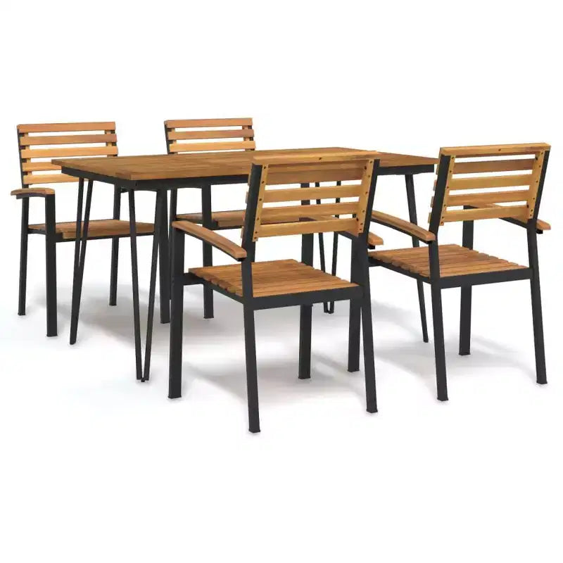 vidaXL Patio Dining Set Solid Wood Acacia and Metal
