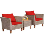 Costway 3-teiliges Outdoor Rattan Sofa Set Gartenmöbel Polyrattan Sitzgruppe mit Kissen