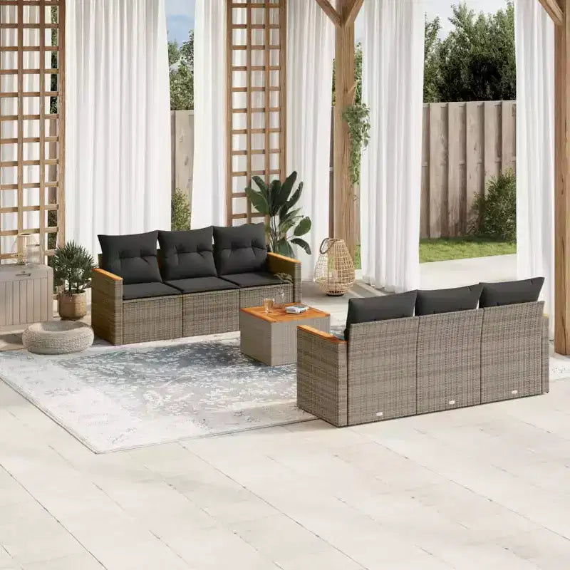 vidaXL Gartensitzgruppe Polyrattan Mittel Verstellbare Füße