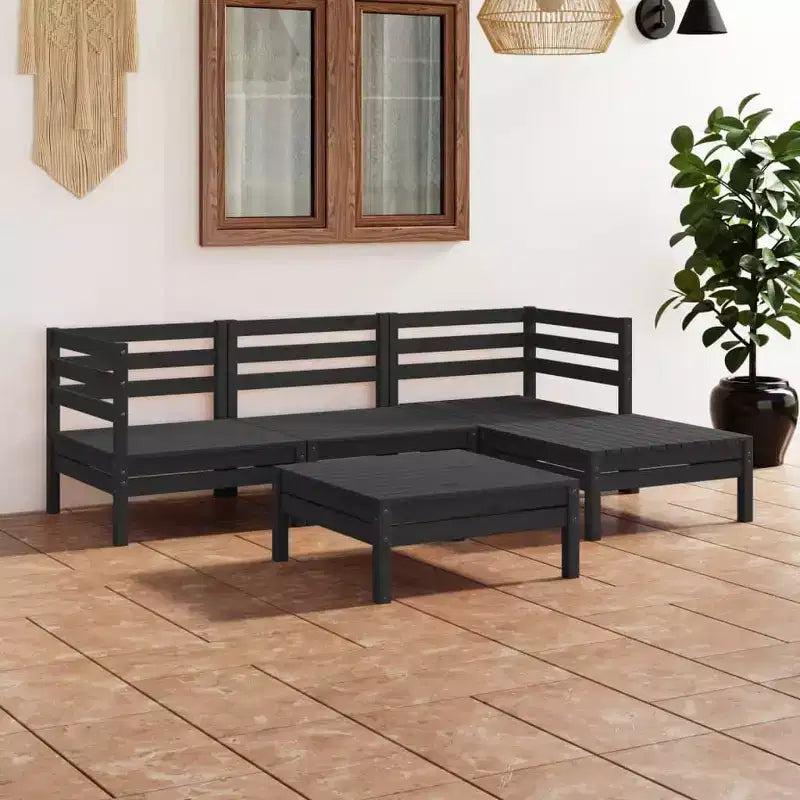 vidaXL Garten-Lounge-Set Schwarz Kiefer massiv 63,5 cm x 63,5 cm x 62,5 cm