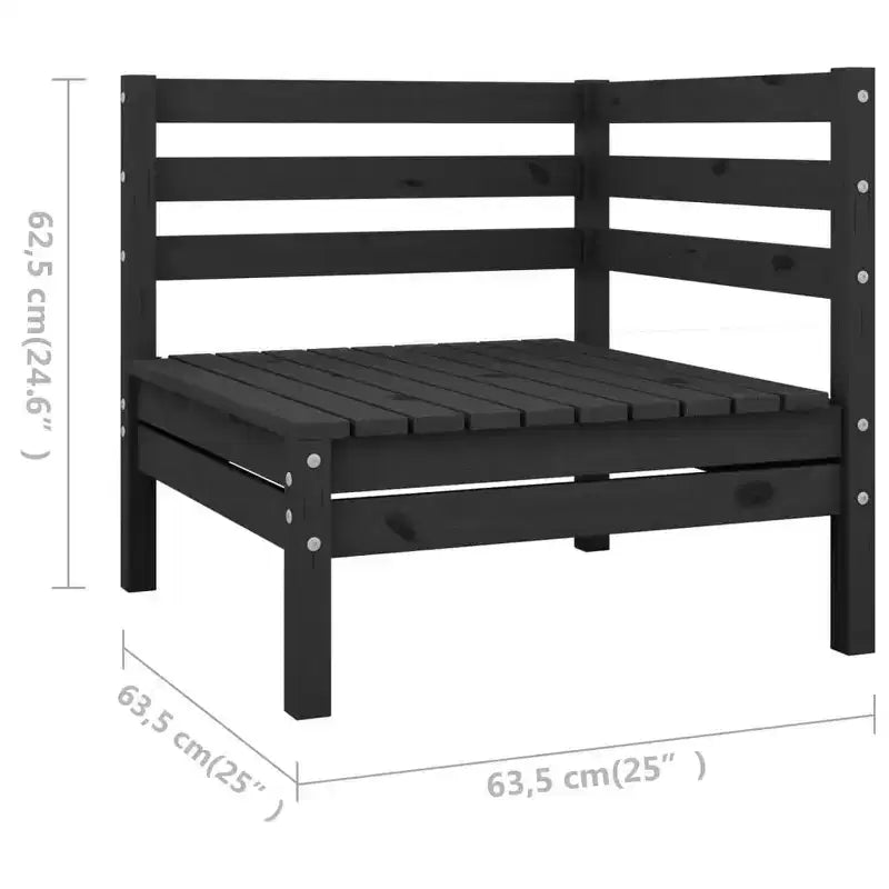 vidaXL Garten-Lounge-Set Schwarz Kiefer massiv 63,5 cm x 63,5 cm x 62,5 cm
