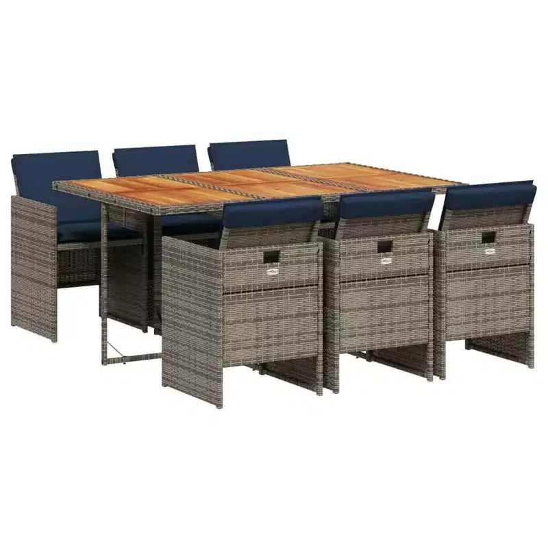 vidaXL Patio Dining Set Set of 6 Gray and brown