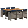 vidaXL Patio Dining Set Set of 6 Gray and brown