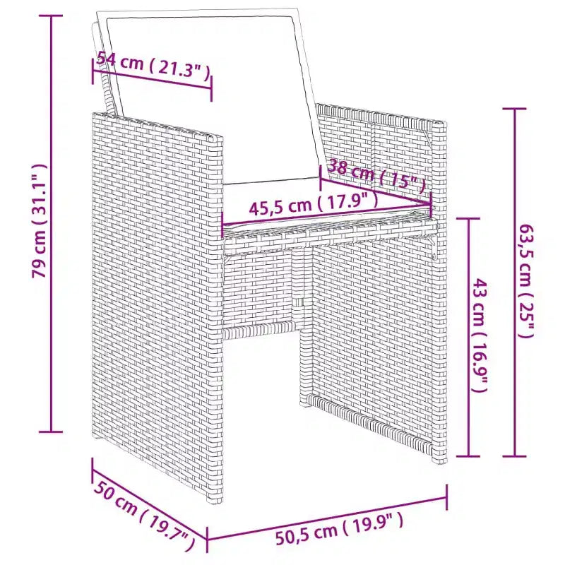 vidaXL Garten-Essgruppe 6-teilig Grau und Braun