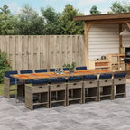 vidaXL Gartenessgruppe 12-teilig Grau Polyrattan Groß Zusammenklappbar