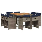 vidaXL Patio Dining Set Set of 8 Grey Poly rattan 8-seat Collapsible