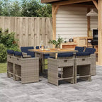 vidaXL Essgruppe für den Außenbereich, 8-teilig, Grau, Polyrattan, 8-Sitzer, klappbar