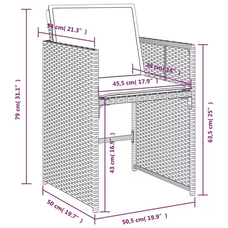 vidaXL Essgruppe für den Außenbereich, 8-teilig, Grau, Polyrattan, 8-Sitzer, klappbar