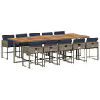 vidaXL Garden Dining Set Grey, Brown, Navy Blue