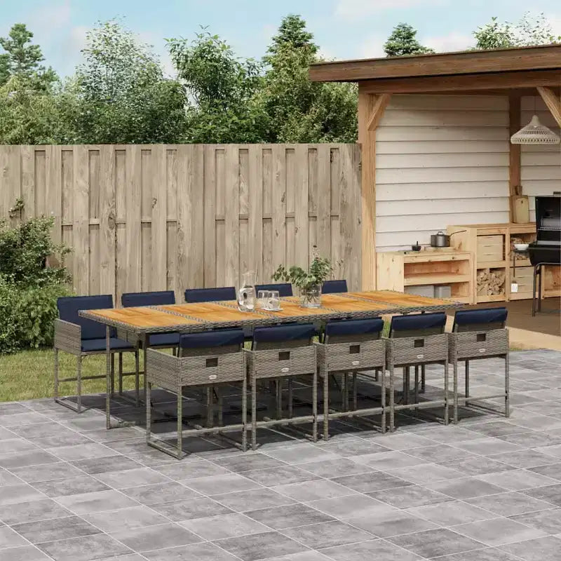 vidaXL Garten-Essgruppe Grau, Braun, Marineblau