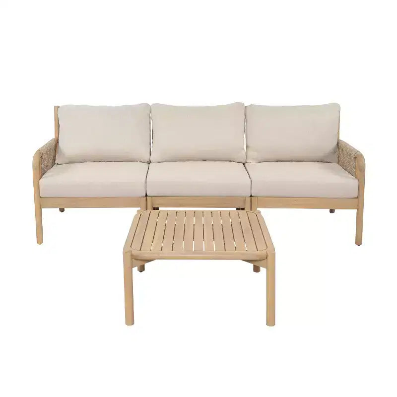 Christopher Knight Home Bhanu Outdoor-Akazienholz 3-Sitzer-Sofa & Lamellen-Couchtisch-Set