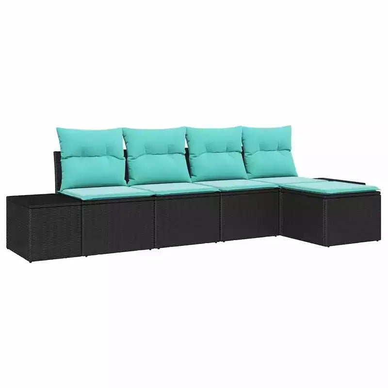 vidaXL Garden Sofa Set 5 pcs and Turquoise Poly Rattan