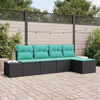 vidaXL Garten-Sofa-Set 5-teilig und türkisfarbenes Polyrattan