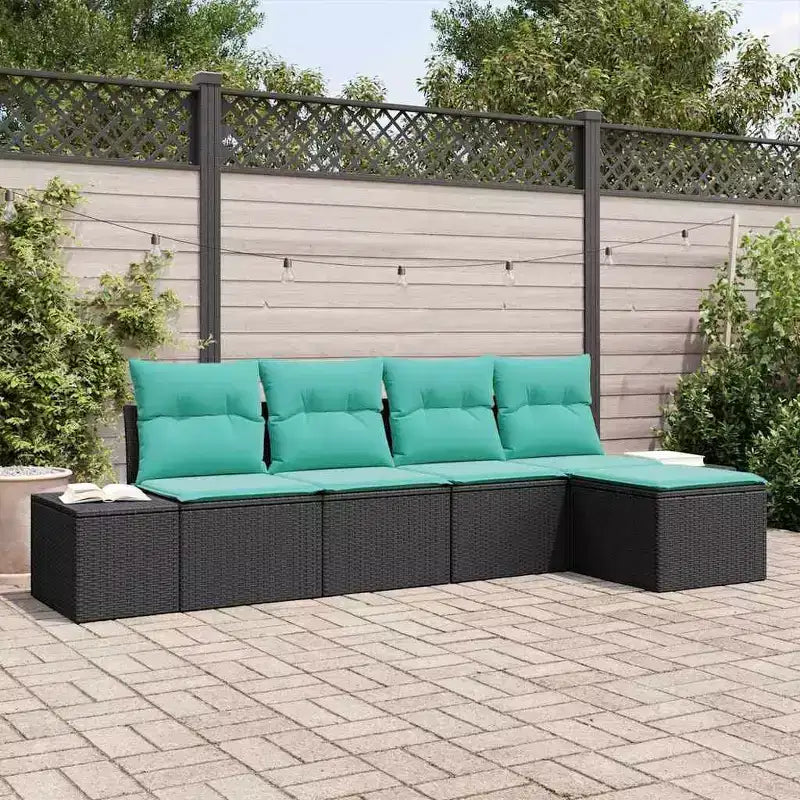 vidaXL Garten-Sofa-Set 5-teilig und türkisfarbenes Polyrattan