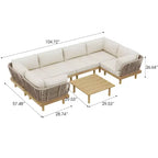 Christopher Knight Home Declan Patio Modernes modulares U-förmiges Ecksofa-Set aus Akazienholz und Seil mit Couchtisch