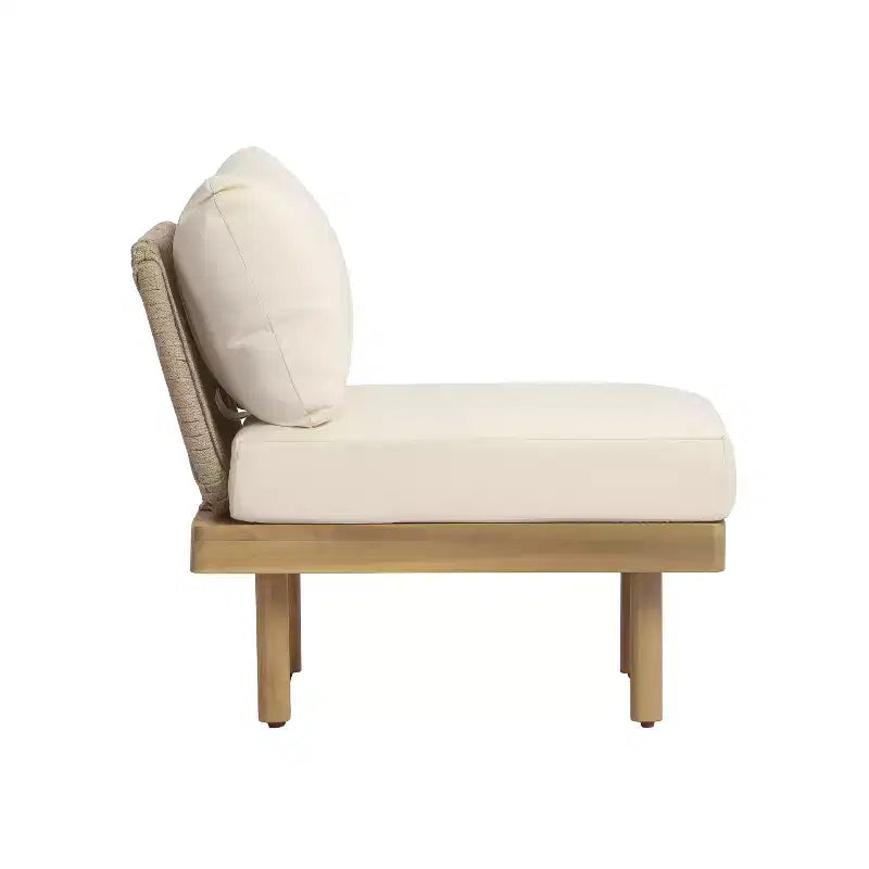 Christopher Knight Home Declan Patio Modernes modulares U-förmiges Ecksofa-Set aus Akazienholz und Seil mit Couchtisch