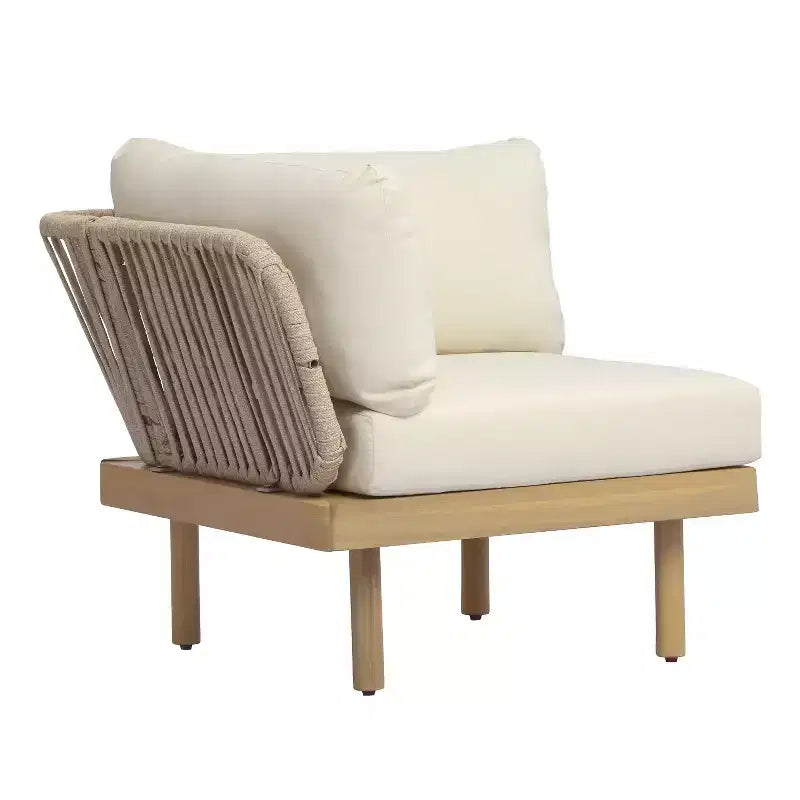 Christopher Knight Home Declan Patio Modernes modulares U-förmiges Ecksofa-Set aus Akazienholz und Seil mit Couchtisch