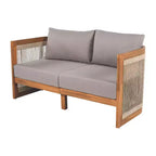 Christopher Knight Home Swedy 5-teiliges Outdoor-Sitzset aus Akazienholz mit gebogener Wanne und geflochtenem Seil