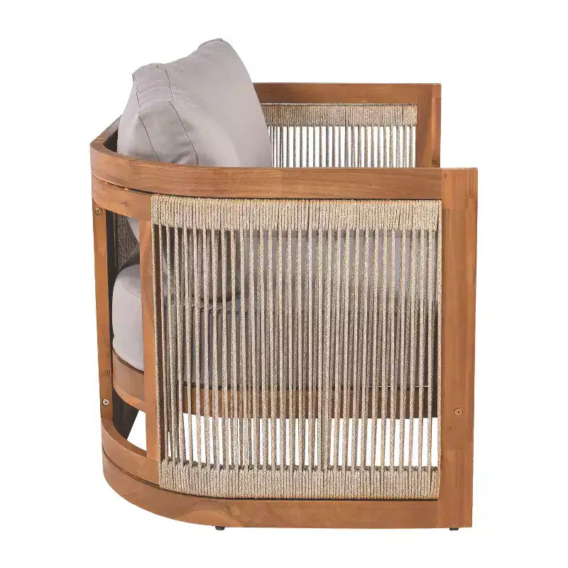 Christopher Knight Home Swedy 5-teiliges Outdoor-Sitzset aus Akazienholz mit gebogener Wanne und geflochtenem Seil