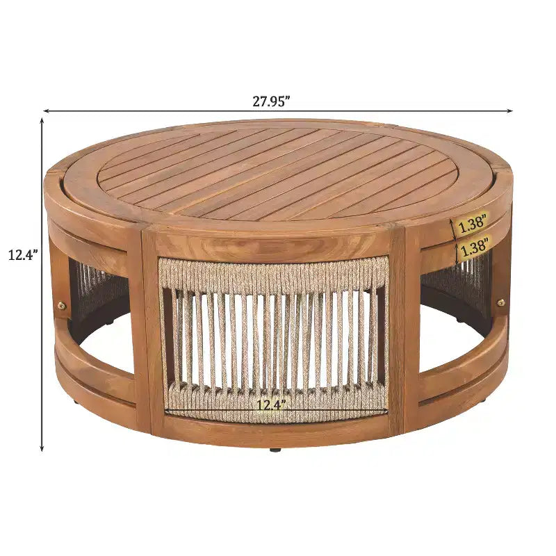 Christopher Knight Home Swedy 5-teiliges Outdoor-Sitzset aus Akazienholz mit gebogener Wanne und geflochtenem Seil