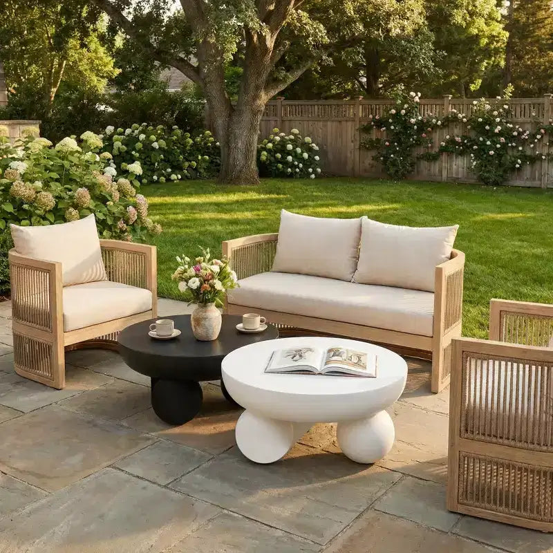 Christopher Knight Home Wulan 5-teiliges Konversationsset aus Akazienholz mit Betontisch