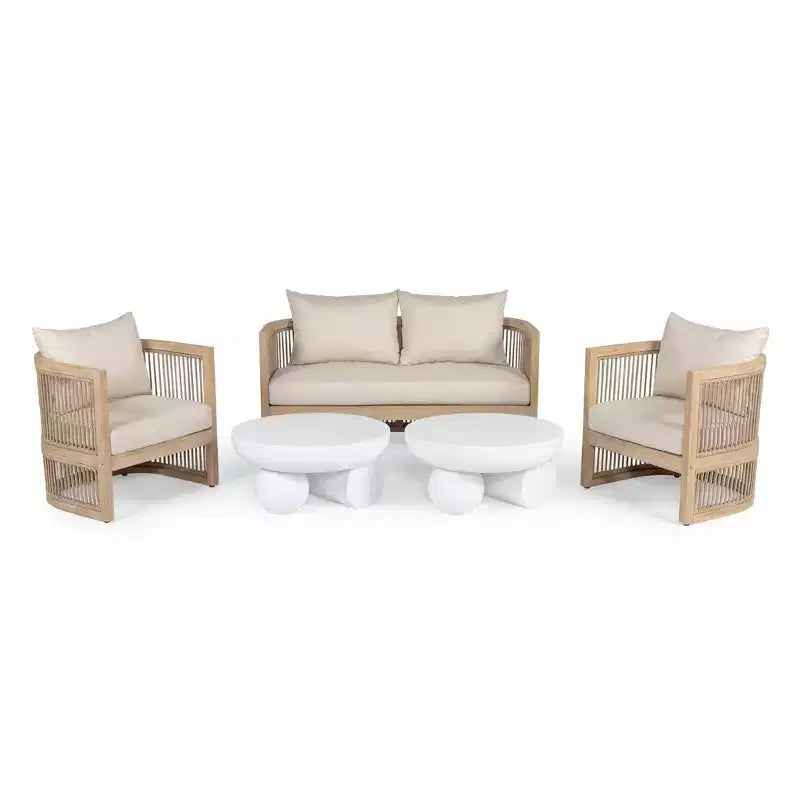 Christopher Knight Home Wulan 5-teiliges Konversationsset aus Akazienholz mit Betontisch
