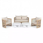 Christopher Knight Home Wulan 5-teiliges Konversationsset aus Akazienholz mit Betontisch
