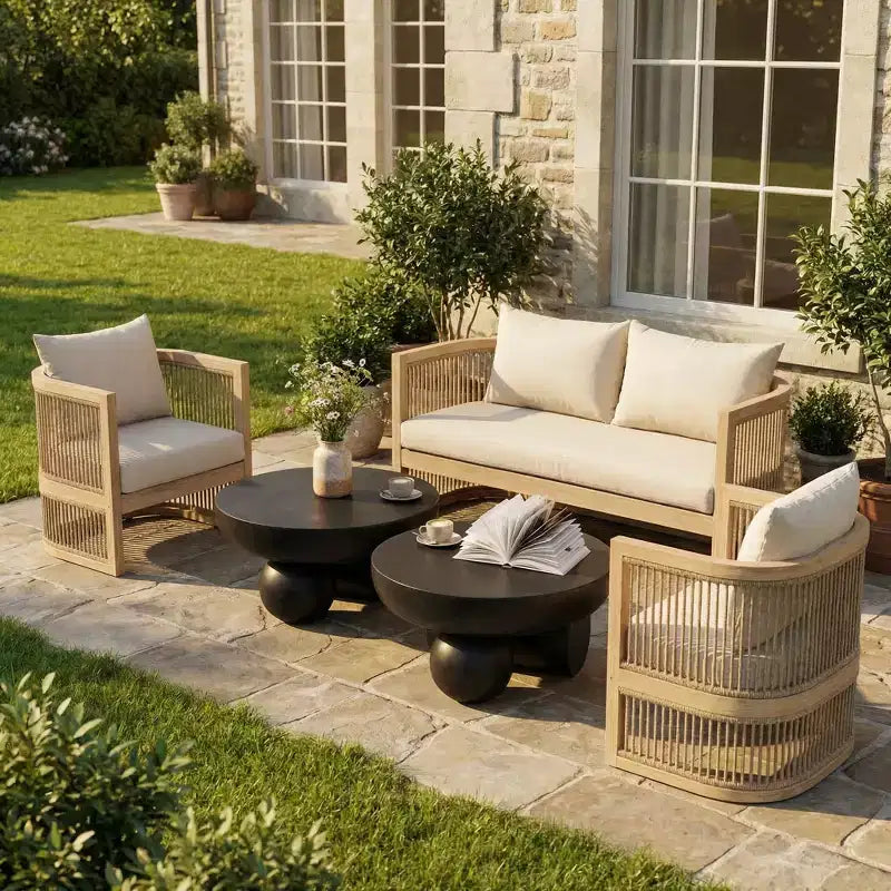 Christopher Knight Home Wulan 5-teiliges Konversationsset aus Akazienholz mit Betontisch