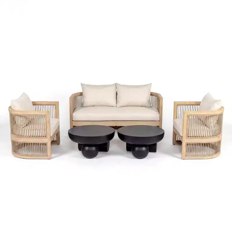 Christopher Knight Home Wulan 5-teiliges Konversationsset aus Akazienholz mit Betontisch