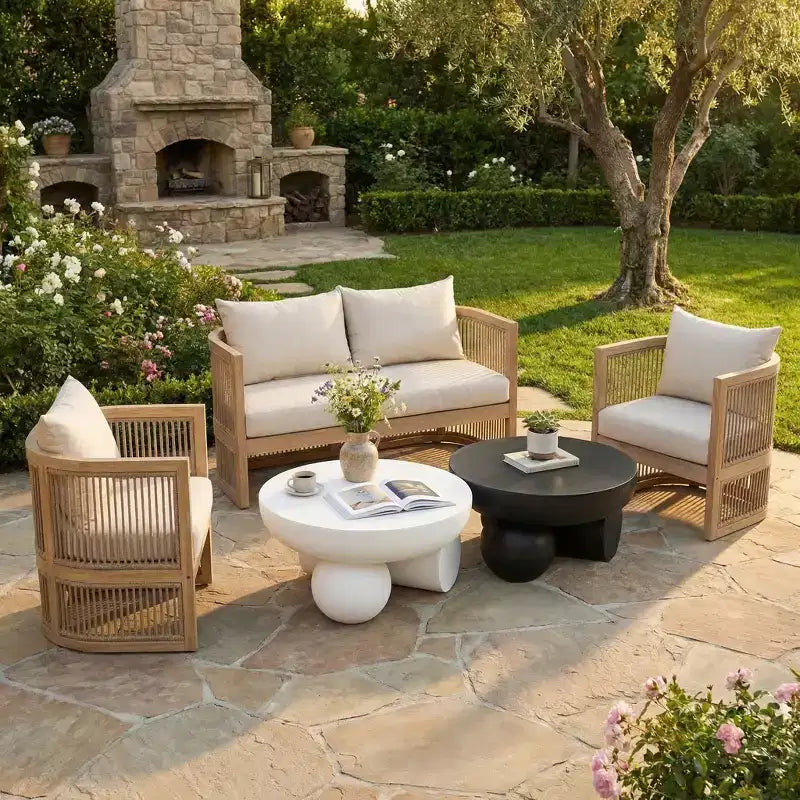 Christopher Knight Home Wulan 5-teiliges Konversationsset aus Akazienholz mit Betontisch