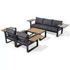 Polibi 4-teiliges Terrassenmöbel-Set mit Couchtisch und ausklappbaren Beistelltischen