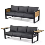 Polibi 4-teiliges Terrassenmöbel-Set mit Couchtisch und ausklappbaren Beistelltischen
